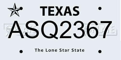 ASQ2367 Texas License Plate