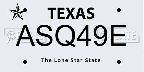 ASQ49E Texas License Plate