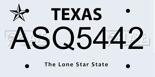 ASQ5442 Texas License Plate