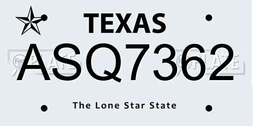 ASQ7362 Texas License Plate
