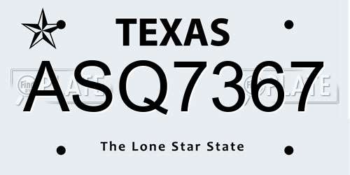 ASQ7367 Texas License Plate