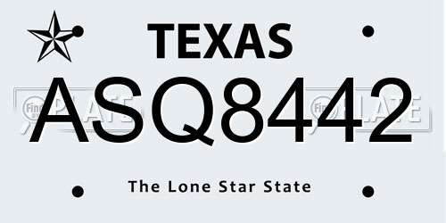 ASQ8442 Texas License Plate
