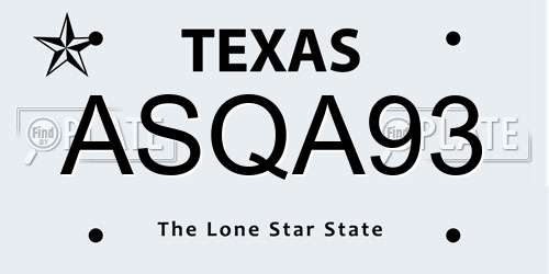 ASQA93 Texas License Plate