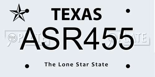ASR455 Texas License Plate