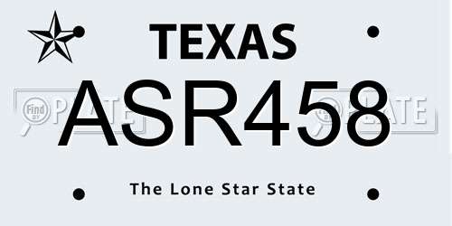ASR458 Texas License Plate