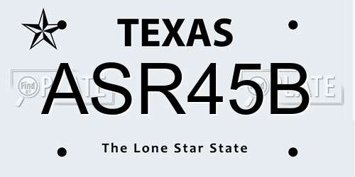ASR45B Texas License Plate