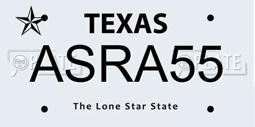 ASRA55 Texas License Plate