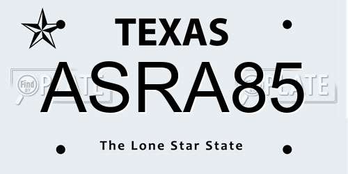 ASRA85 Texas License Plate
