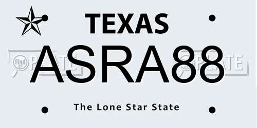 ASRA88 Texas License Plate