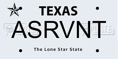 ASRVNT Texas License Plate