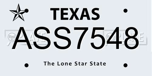 ASS7548 Texas License Plate