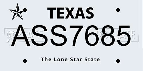 ASS7685 Texas License Plate