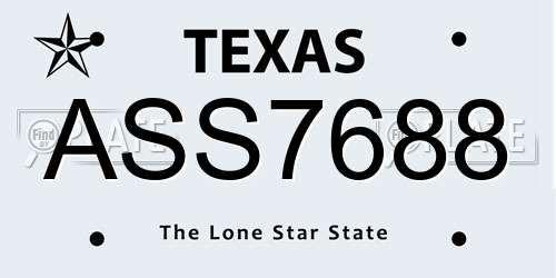 ASS7688 Texas License Plate