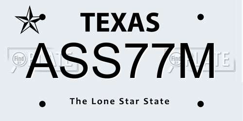 ASS77M Texas License Plate