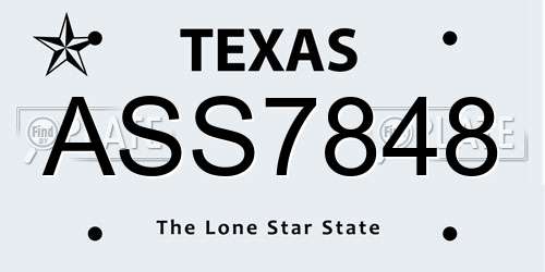 ASS7848 Texas License Plate