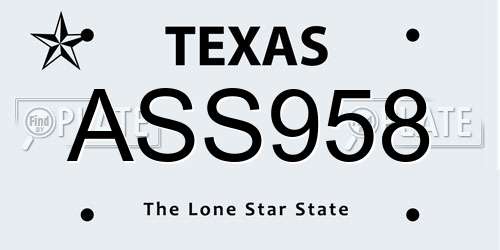 ASS958 Texas License Plate