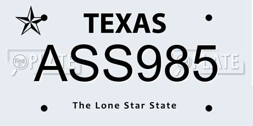ASS985 Texas License Plate