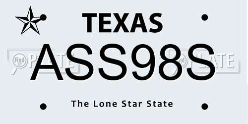 ASS98S Texas License Plate