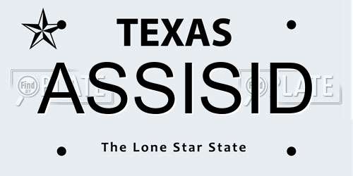 ASSISID Texas License Plate