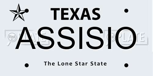 ASSISIO Texas License Plate