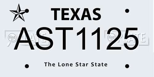 AST1125 Texas License Plate