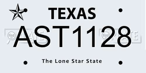 AST1128 Texas License Plate