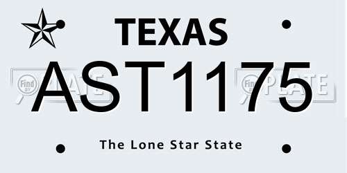 AST1175 Texas License Plate