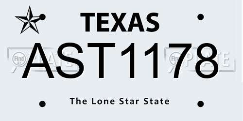 AST1178 Texas License Plate