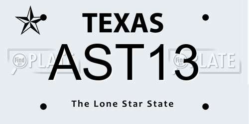 AST13 Texas License Plate