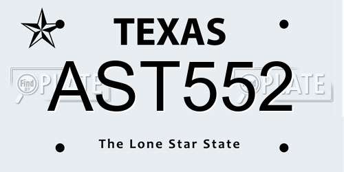 AST552 Texas License Plate