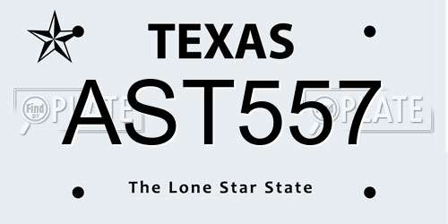 AST557 Texas License Plate