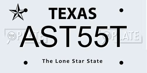AST55T Texas License Plate
