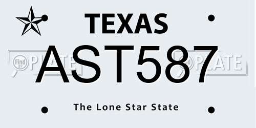 AST587 Texas License Plate