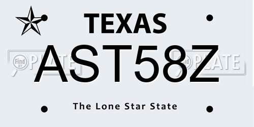 AST58Z Texas License Plate