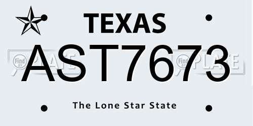 AST7673 Texas License Plate