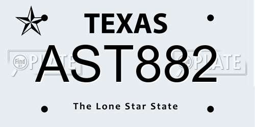 AST882 Texas License Plate