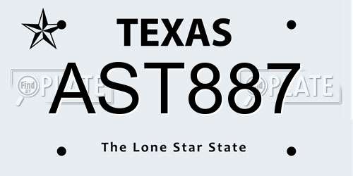 AST887 Texas License Plate