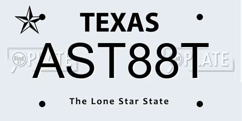 AST88T Texas License Plate