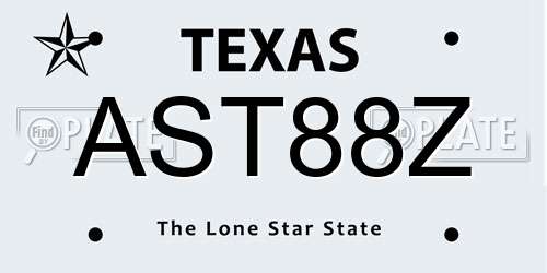 AST88Z Texas License Plate