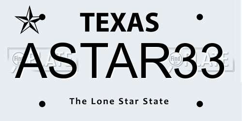 ASTAR33 Texas License Plate