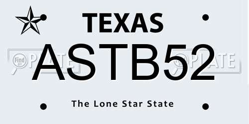 ASTB52 Texas License Plate
