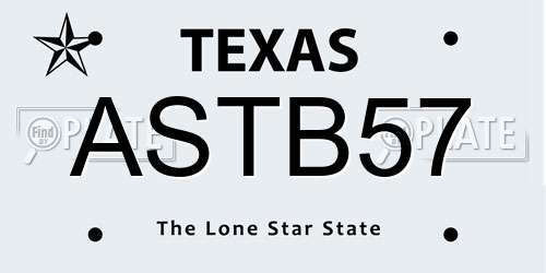 ASTB57 Texas License Plate