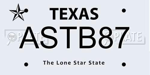 ASTB87 Texas License Plate