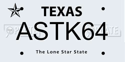 ASTK64 Texas License Plate