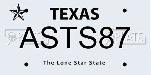 ASTS87 Texas License Plate