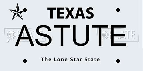 ASTUTE Texas License Plate