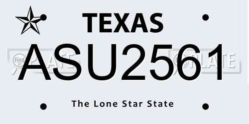 ASU2561 Texas License Plate