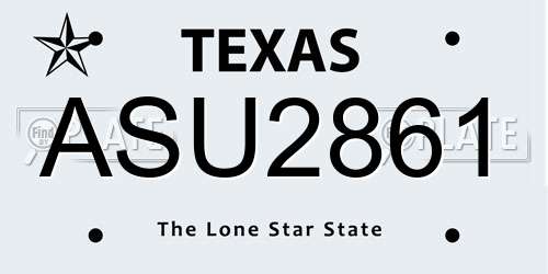 ASU2861 Texas License Plate