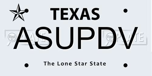 ASUPDV Texas License Plate