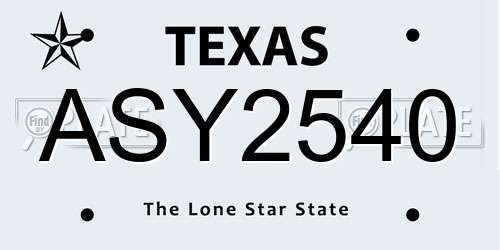 ASY2540 Texas License Plate
